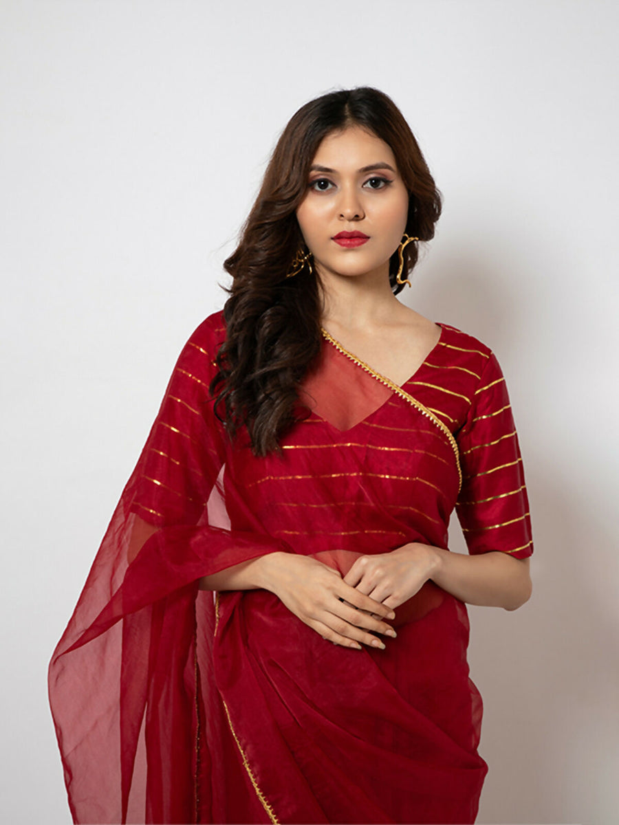 Women's Silk Metallic Embellished Designer Saree With Blouse Piece