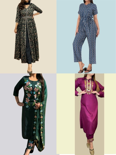 Classy Combo of 4 Women's Traditional and Western Wear