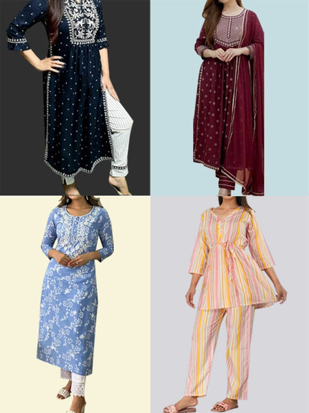 Pack of 4 Multicolored Traditional and Western Wear