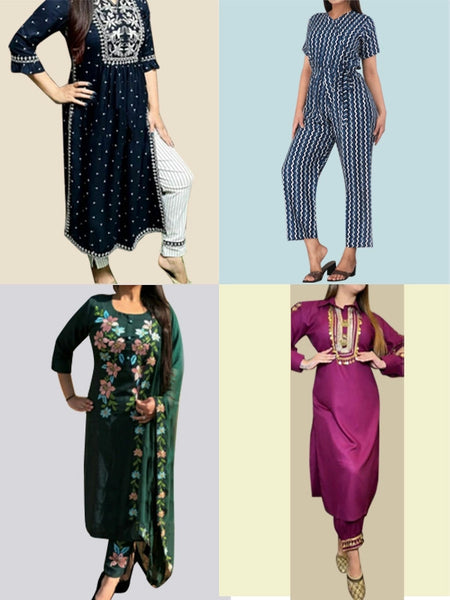 Trendy Collection of 4 Women's Traditional and Western Wear