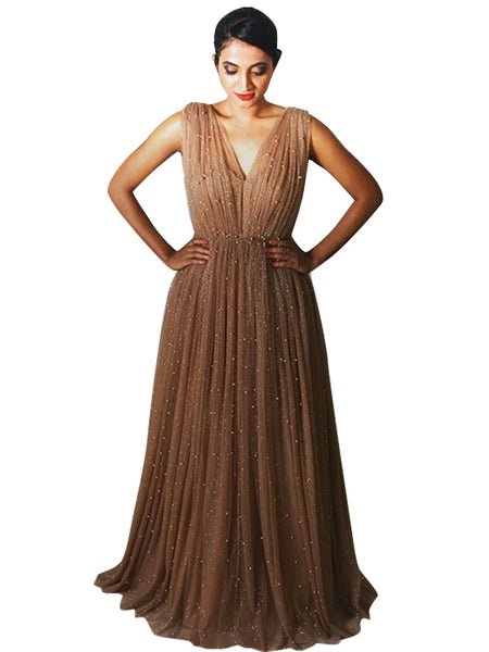 Light Brown Party Wear Gown
