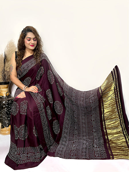 Bandhani Print Pure Modal Silk Saree