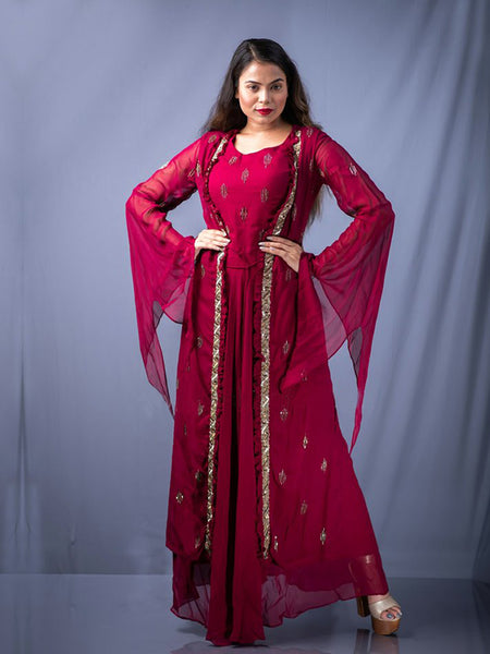 Majestic Maroon: Women's Kaftan Dress
