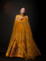 Mustard Yellow Raw Silk Haldi Style Gown