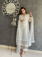 Handcrafted Chanderi Kurta With Organza Dupatta and Lace Pants