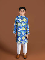 Royal Blue Block Printed Kurta Set