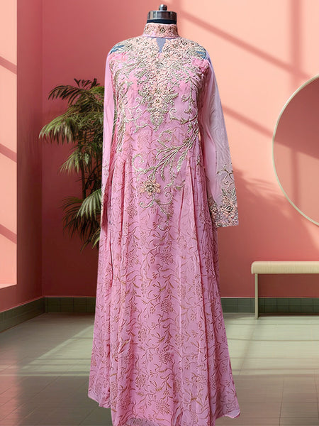 Pink High Neck Gown