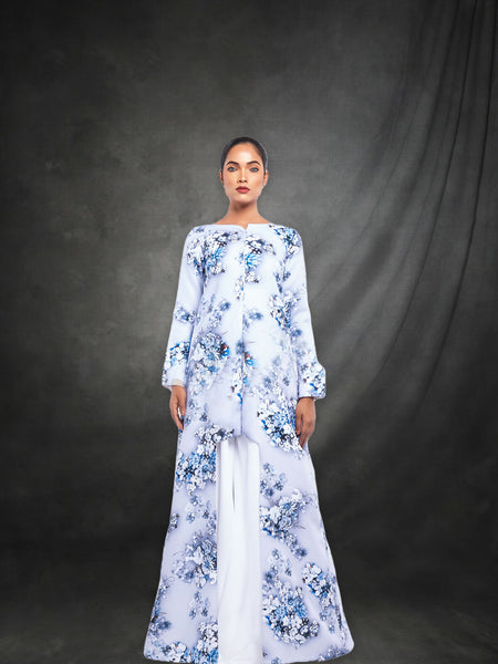 Blue Blossom Ensemble suit with plazo