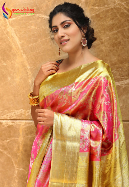 Sleeveless Blouse & Kanchivaram Bridal Tissue Silk Saree