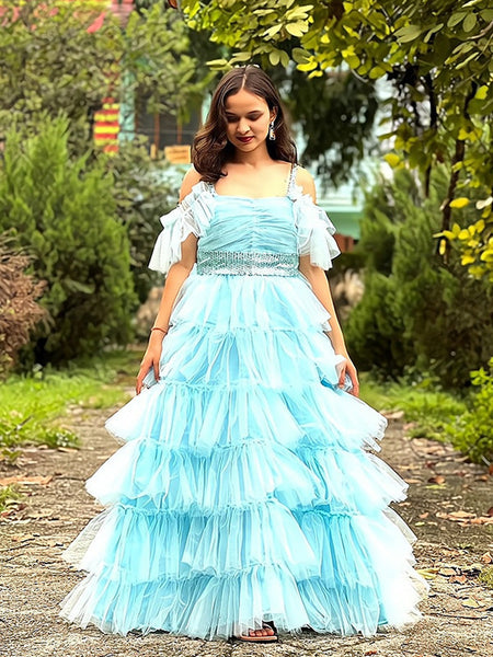 Sky Blue Tail Gown